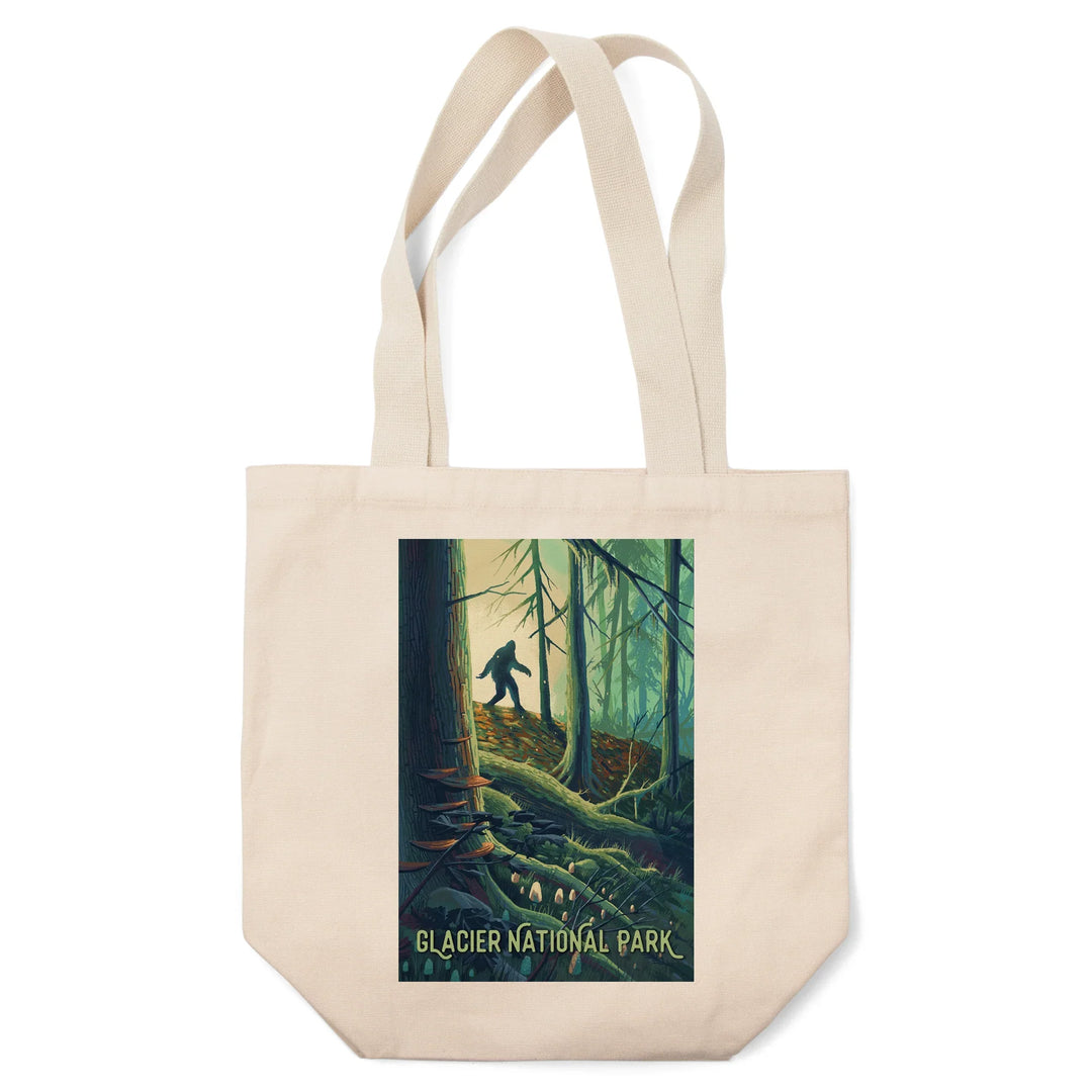 Glacier National Park, Montana, Get Outside Series, Wanderer, Bigfoot in Forest, Tote Bag