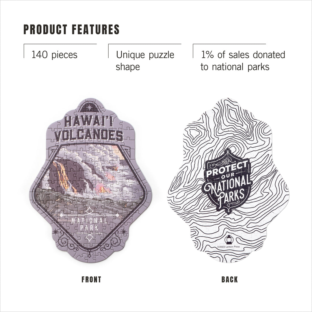 Lantern Press Mini Shaped Adult Jigsaw Puzzle, Protect Our National Parks (Hawaii Volcanoes)