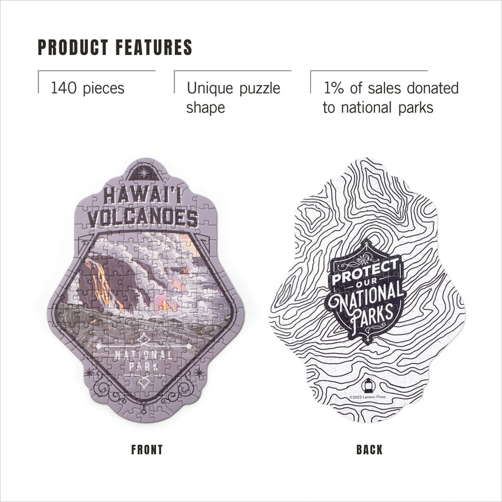 Lantern Press Mini Shaped Adult Jigsaw Puzzle, Protect Our National Parks (Hawaii Volcanoes)