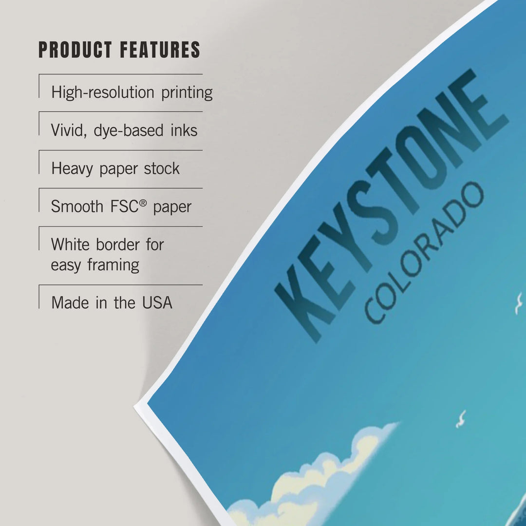 Keystone, Colorado, Lithograph, Downhill Skier, Art & Giclee Prints