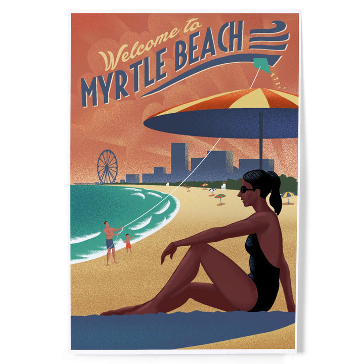 Myrtle Beach, South Carolina, Lithograph, Beach, Art & Giclee Prints