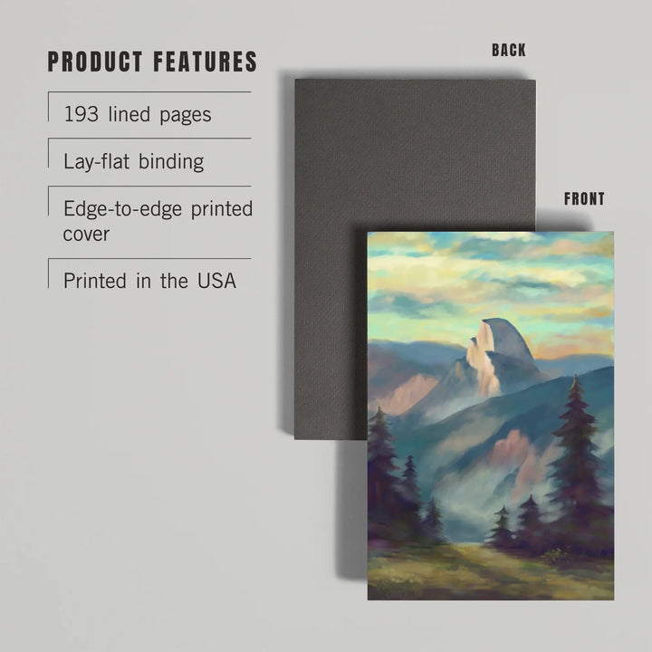 Lined 6x9 Journal, Yosemite National Park, California, Half Dome, Oil Painting, Lay Flat, 193 Pages, FSC paper