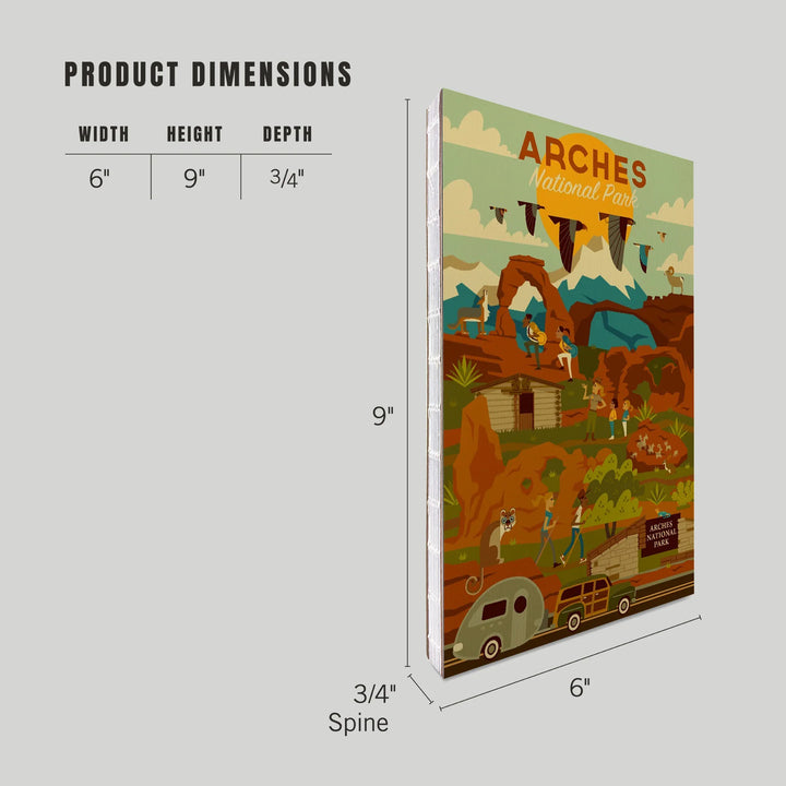 Lined 6x9 Journal, Arches National Park, Utah, Geometric National Park Series, Lay Flat, 193 Pages, FSC paper