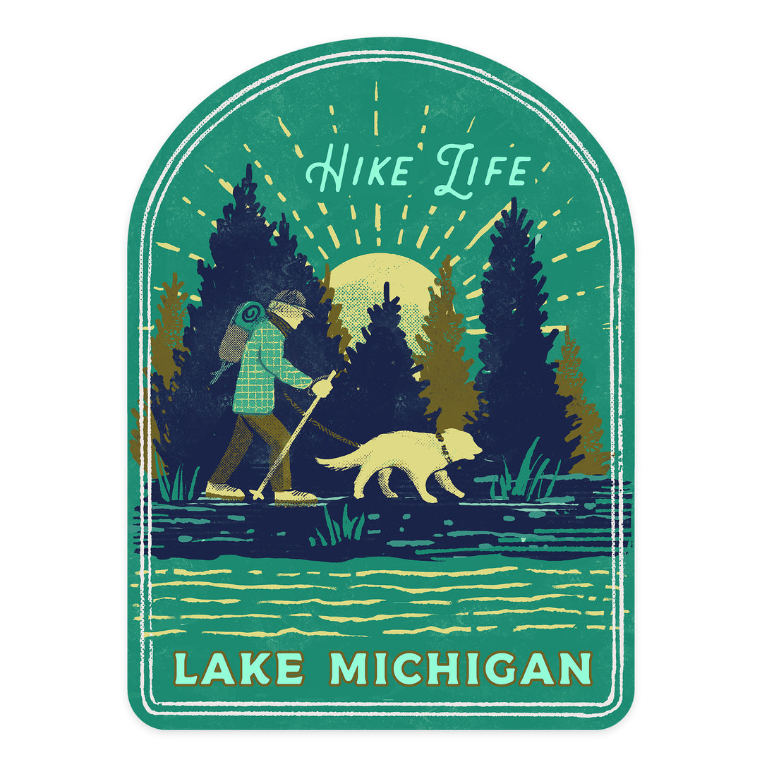 Lake Michigan, Lake Life Series, Hike Life, Contour, Vinyl Sticker