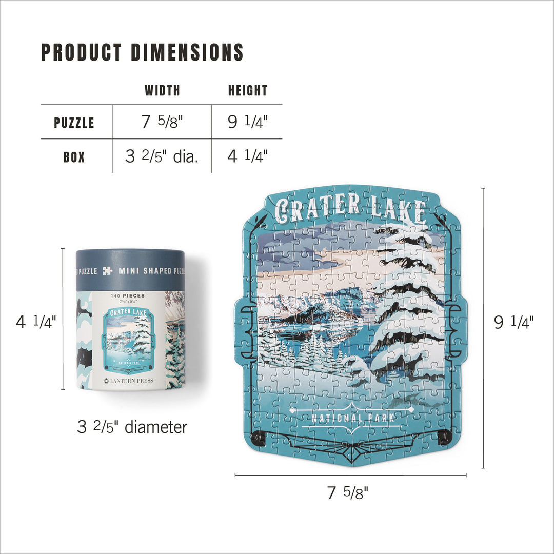 Lantern Press Mini Shaped Adult Jigsaw Puzzle, Protect Our National Parks (Crater Lake)