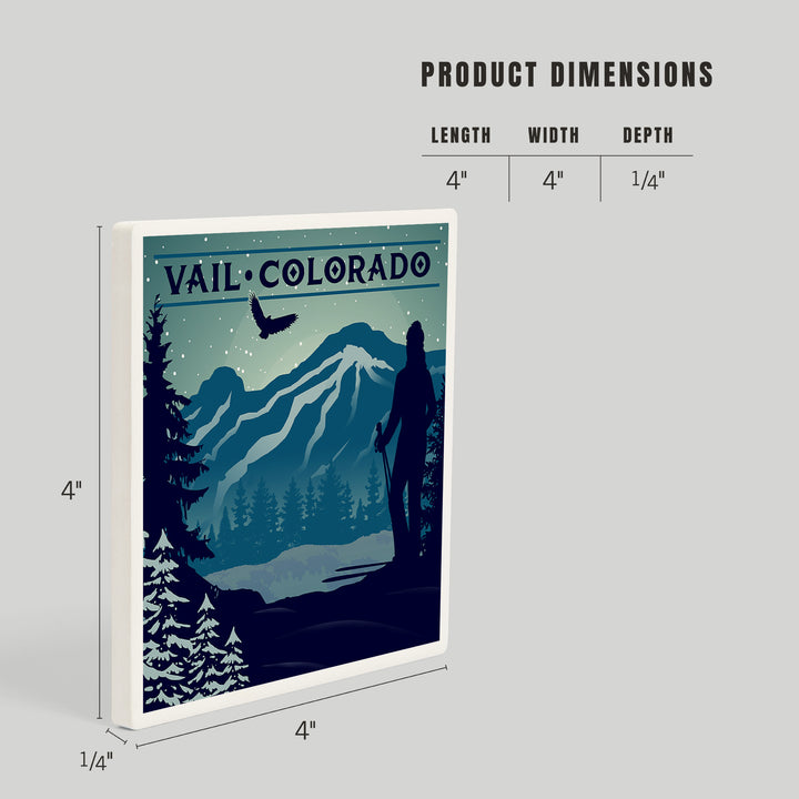 Vail, Colorado, Silhouette, Skier and Mountain, Coasters