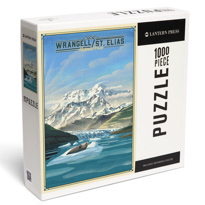 Wrangell-St Elias National Park and Preserve, Alaska, Lithograph, Jigsaw Puzzle