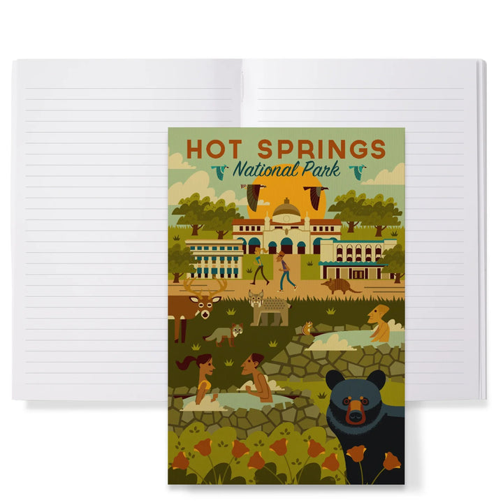 Lined 6x9 Journal, Hot Springs National Park, Arkansas, Geometric National Park Series, Lay Flat, 193 Pages, FSC paper