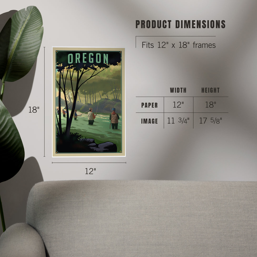 Oregon, Fishing, Lithograph, Art & Giclee Prints