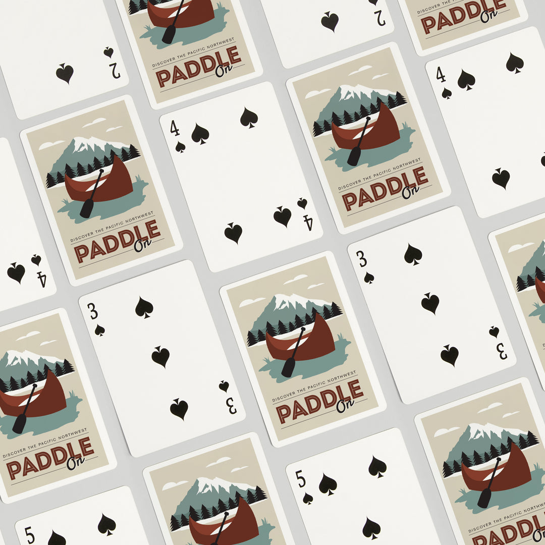Playing Cards, Discover the Pacific Northwest, Paddle On, Canoe, 52 Card Deck with Jokers in Box, Unique Art