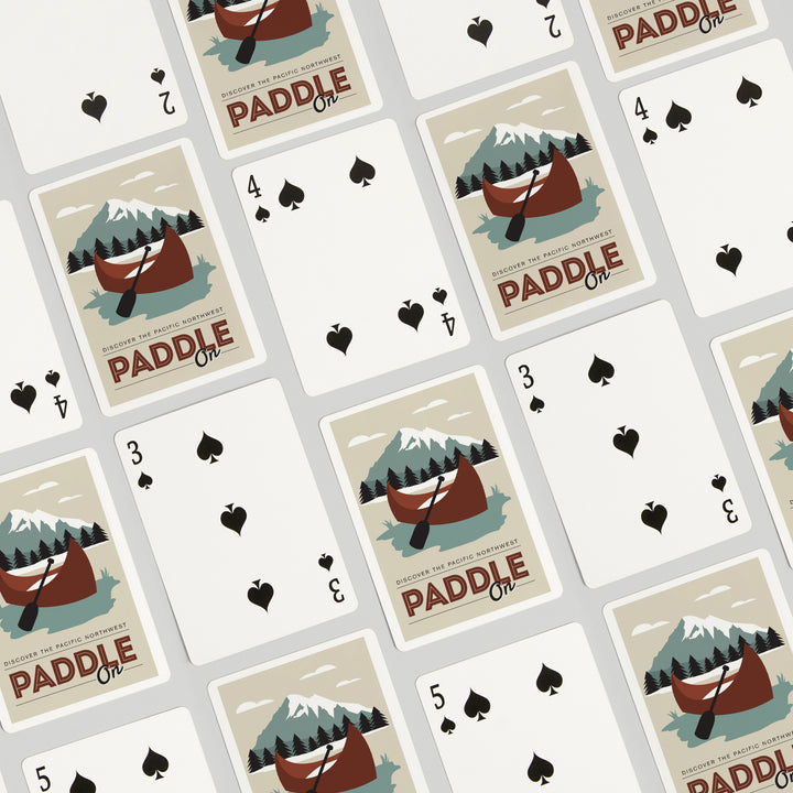 Playing Cards, Discover the Pacific Northwest, Paddle On, Canoe, 52 Card Deck with Jokers in Box, Unique Art