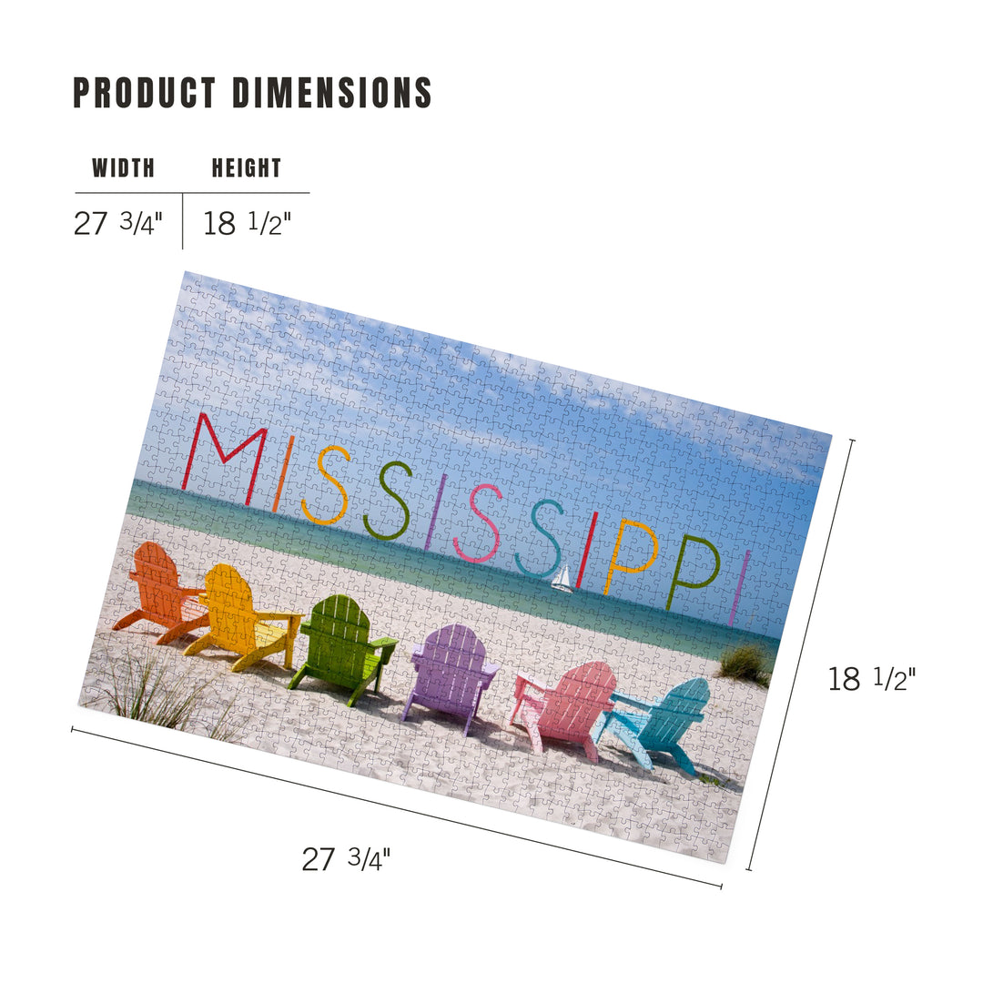 Mississippi, Colorful Beach Chairs, 1000 Piece Jigsaw Puzzle