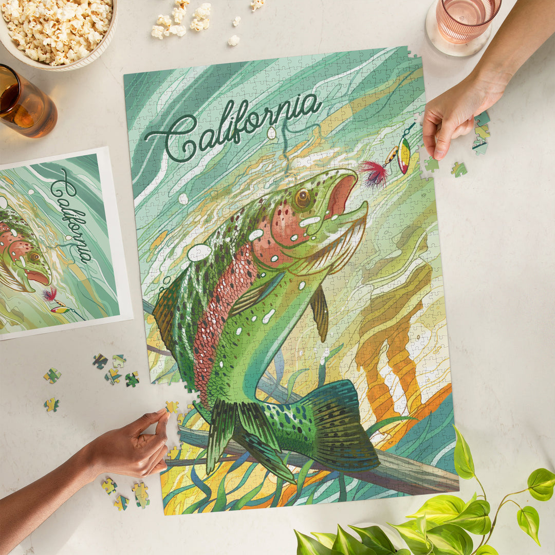 California, Fishing, Underwater Trout, 1000 Piece Jigsaw Puzzle