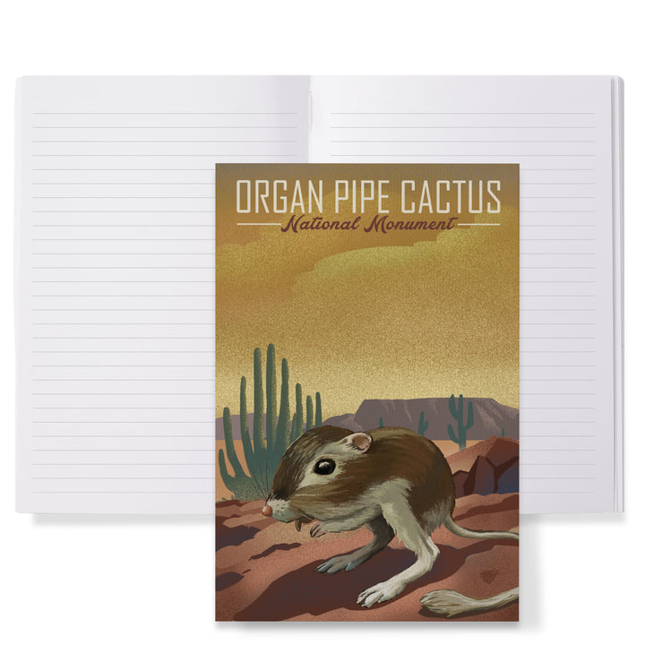 Lined 6x9 Journal, Organ Pipe Cactus National Monument, Arizona, Kangaroo Rat, Lithograph, Lay Flat, 193 Pages, FSC paper