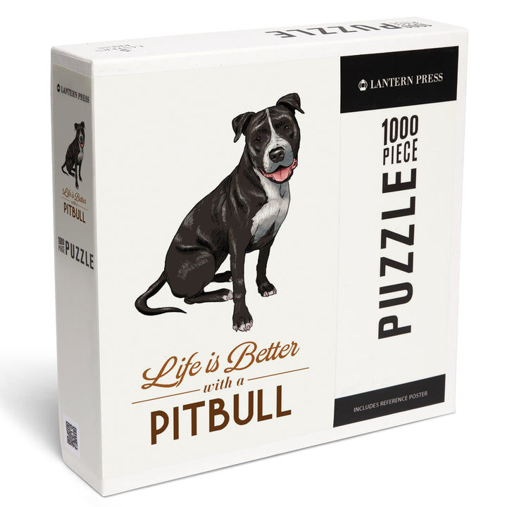 Pitbull, Life is Better, Black and White, Jigsaw Puzzle