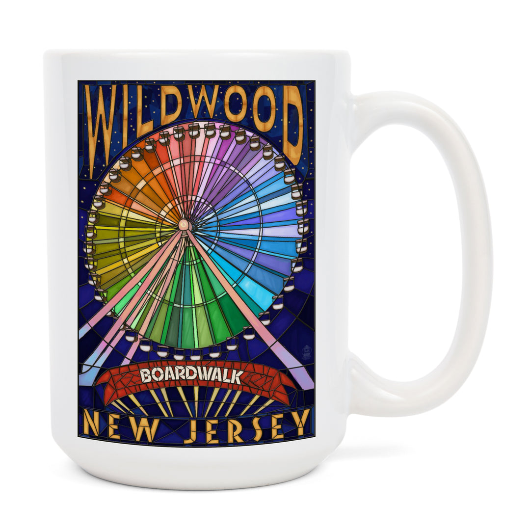 Wildwood, New Jersey, Boardwalk Ferris Wheel, Lantern Press Artwork, Ceramic Mug