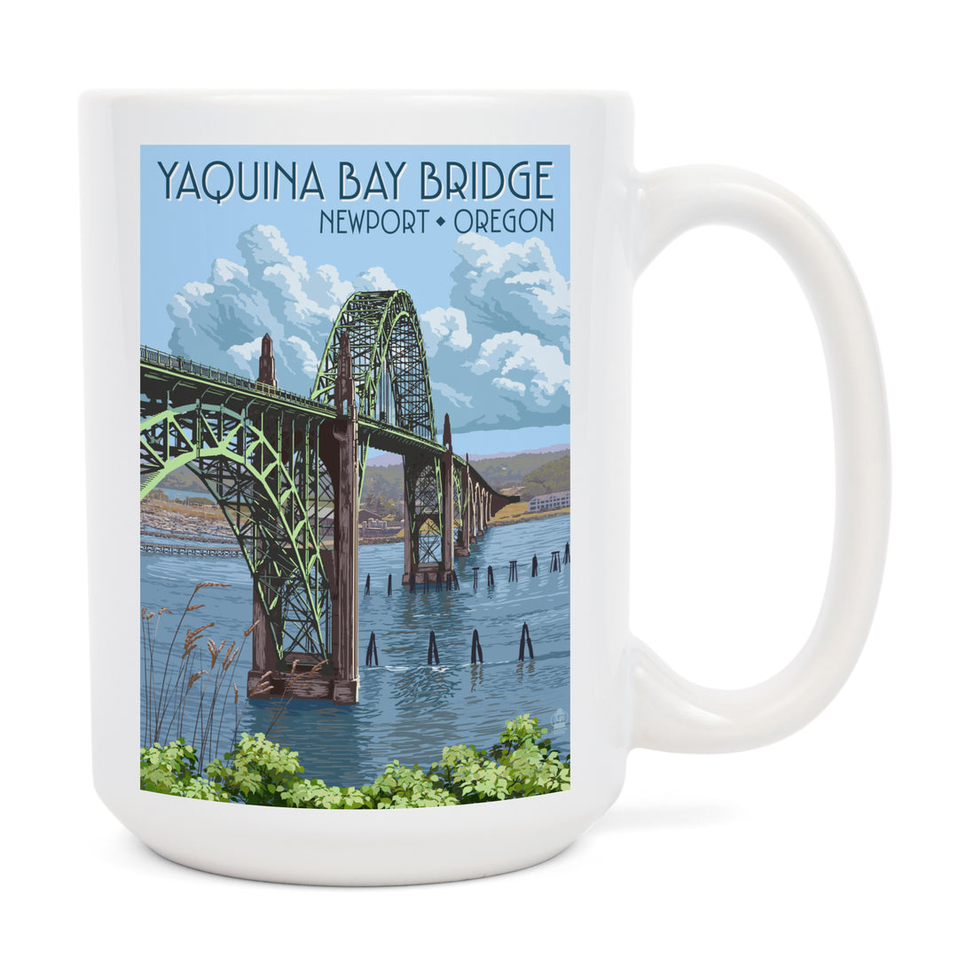 Newport, Oregon, Yaquina Bay Bridge, Lantern Press Artwork, Ceramic Mug