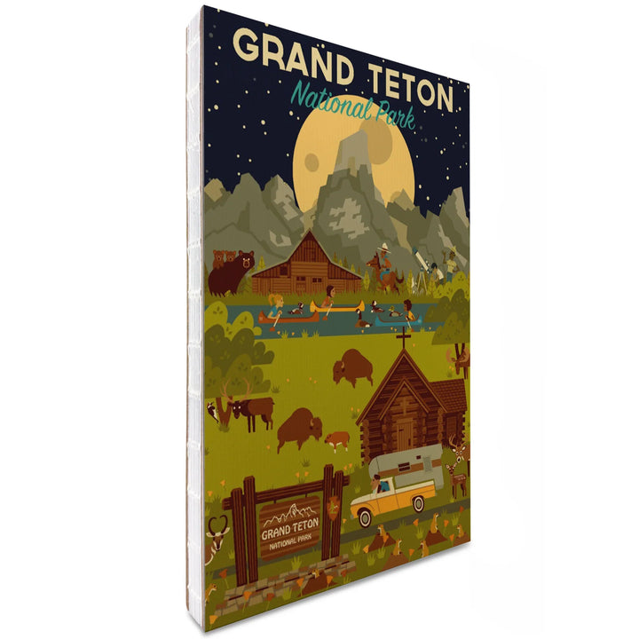 Lined 6x9 Journal, Grand Teton National Park, Wyoming, Nighttime Geometric, Lay Flat, 193 Pages, FSC paper