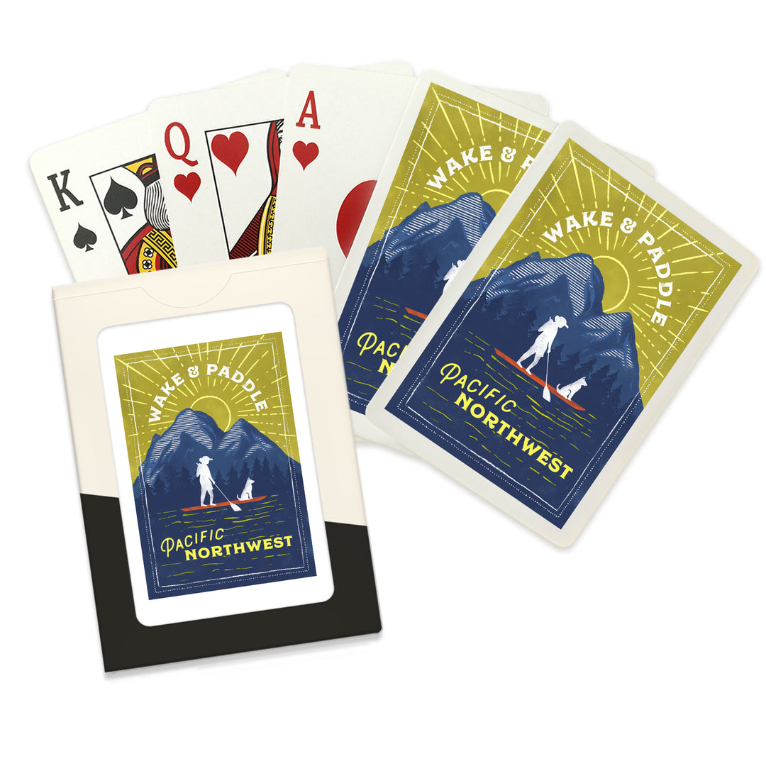 Playing Cards, Pacific Northwest, Lake Life Series, Wake and Paddle, Landscape With Mountain, 52 Card Deck with Jokers in Box, Unique Art
