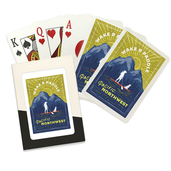 Playing Cards, Pacific Northwest, Lake Life Series, Wake and Paddle, Landscape With Mountain, 52 Card Deck with Jokers in Box, Unique Art