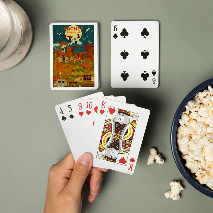 Playing Cards, Arches National Park, Utah, Geometric National Park Series, Night Scene, 52 Card Deck with Jokers in Box, Unique Art