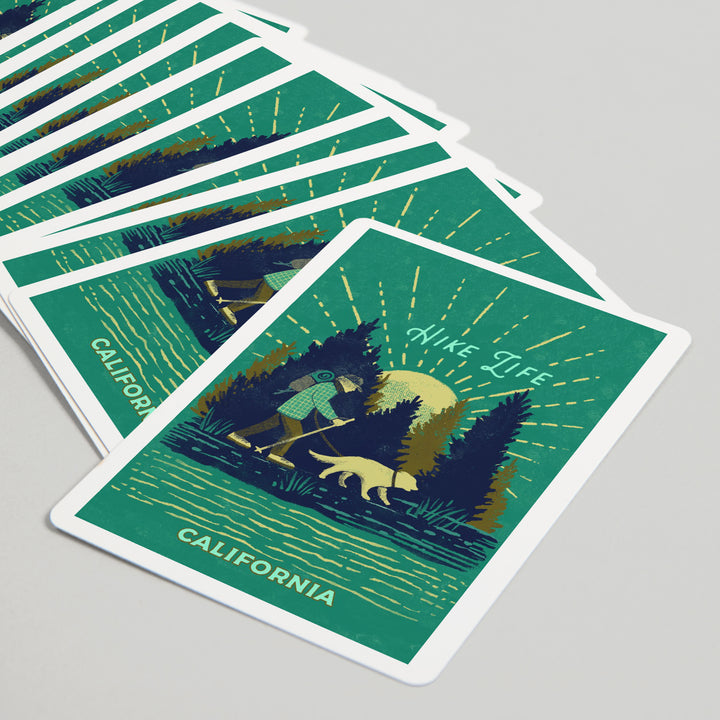 Playing Cards, California, Lake Life Series, Hike Life, 52 Card Deck with Jokers in Box, Unique Art