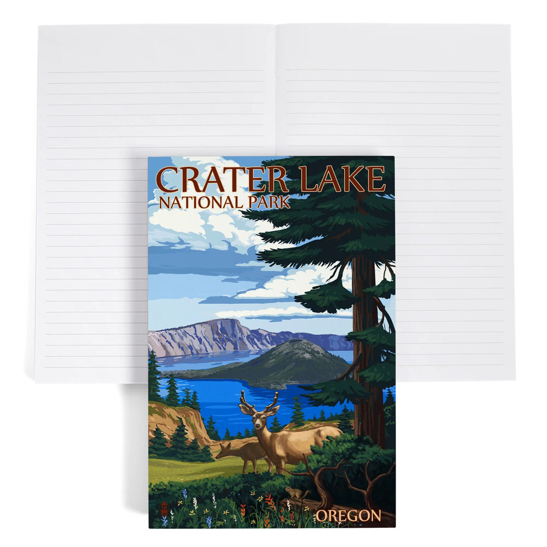 Lined 6x9 Journal, Crater Lake National Park, Oregon, Deer Family, , Lay Flat, 193 Pages, FSC paper