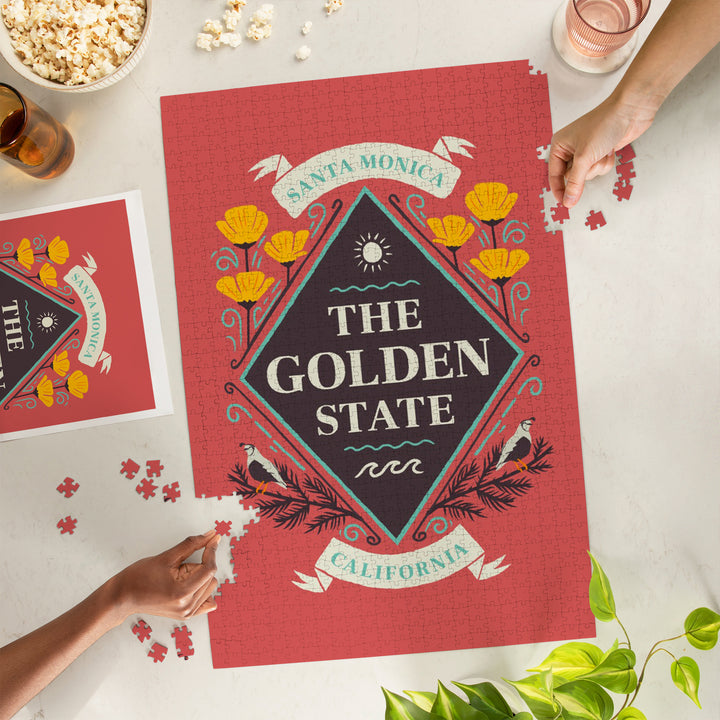 Santa Monica, California, State Motto Crest, State Series, Jigsaw Puzzle