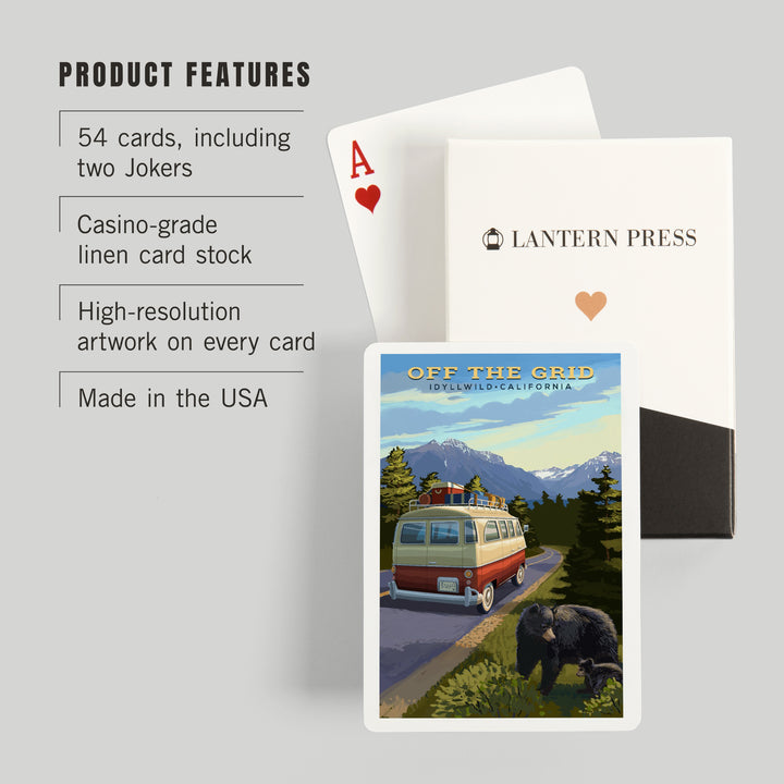 Playing Cards, Idyllwild, California, Off the Grid, Camper Van and Wildlife, 52 Card Deck with Jokers in Box, Unique Art