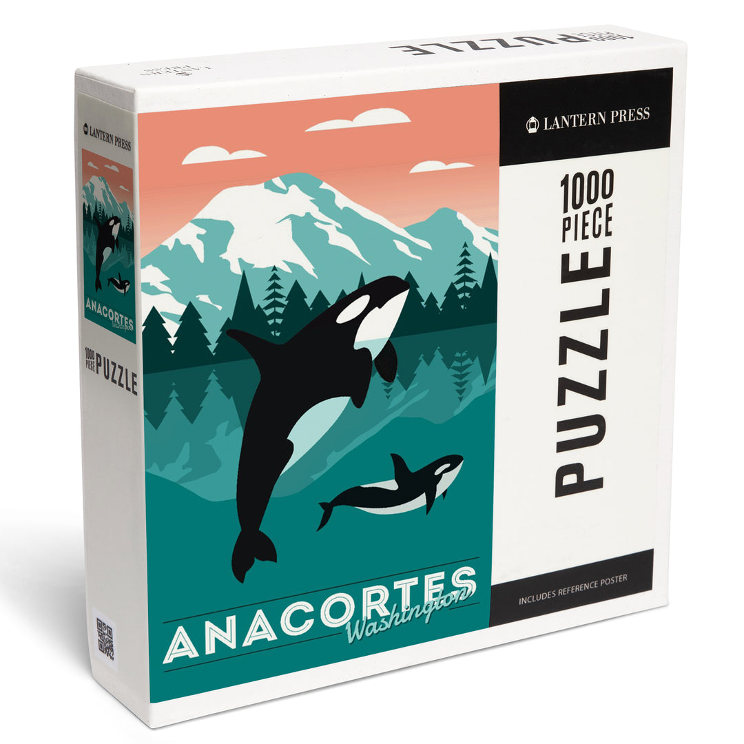 Anacortes, Washington, Orca Whale and Calf, Go Freestyle, 1000 Piece Jigsaw Puzzle