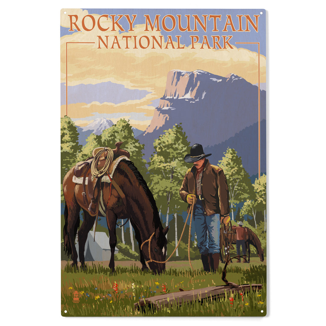 Rocky Mountain National Park, Colorado, Cowboy, Wood Sign and Postcards