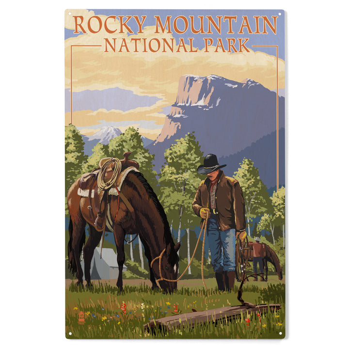 Rocky Mountain National Park, Colorado, Cowboy, Wood Sign and Postcards