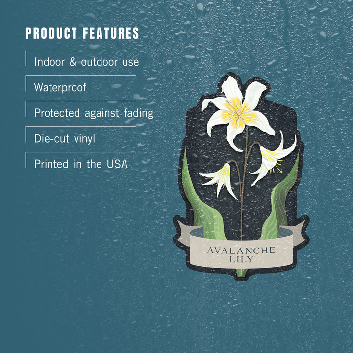 Vintage Flora Noir, Avalanche Lily, Vinyl Sticker