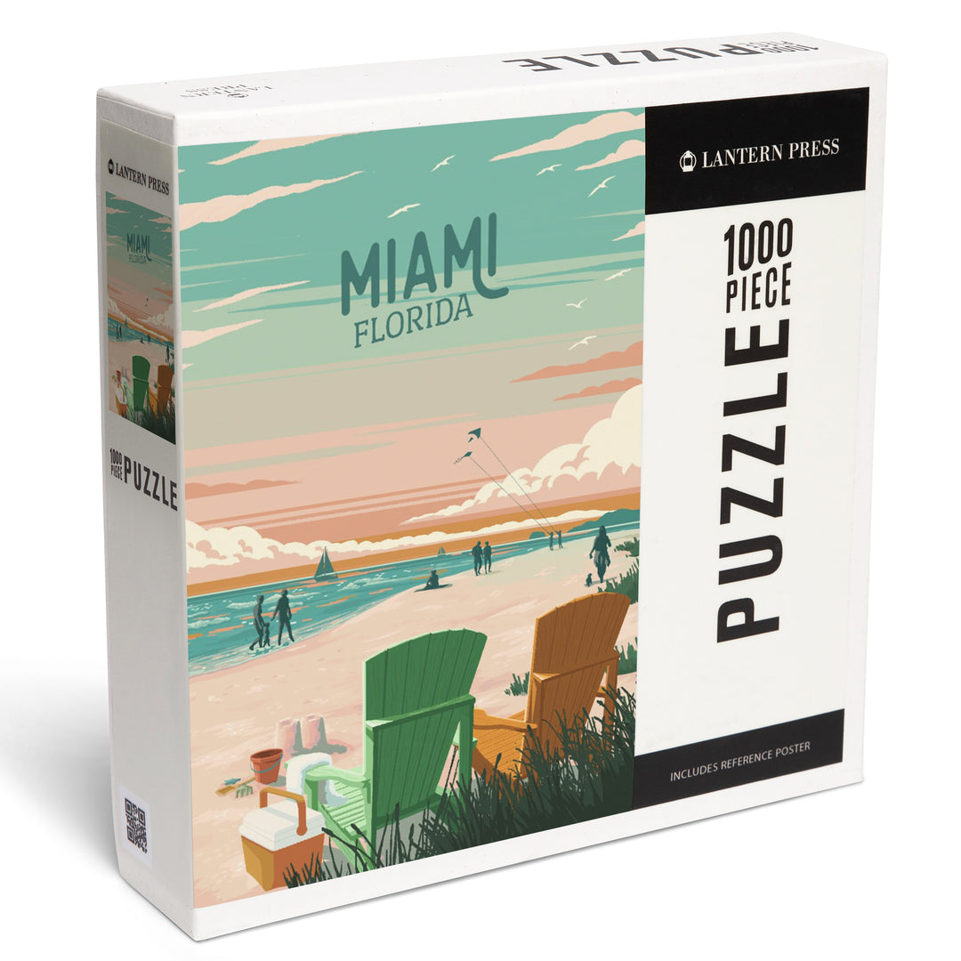 Miami, Florida, Bottle This Moment, Beach Chairs, Jigsaw Puzzle