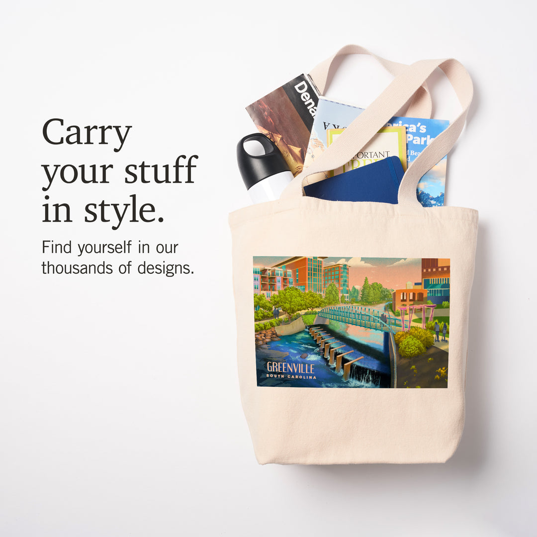 Greenville, South Carolina, Lithograph, Tote Bag