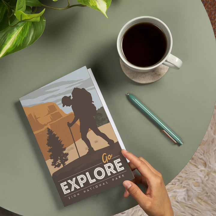 Lined 6x9 Journal, Zion National Park, Utah, Go Explore, Backpacker, Lay Flat, 193 Pages, FSC paper