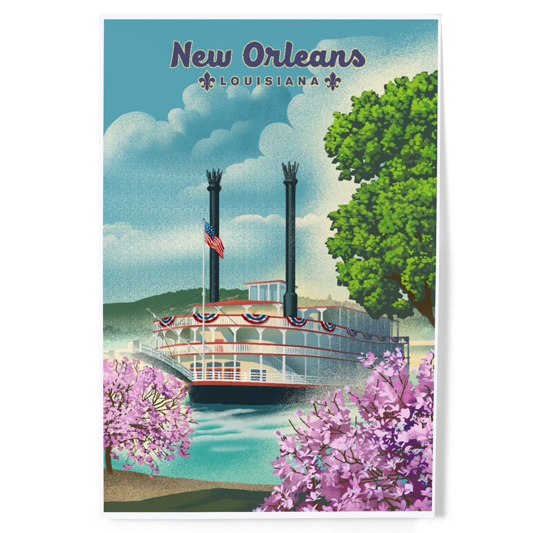 New Orleans, Louisiana, Litho Paddle Wheel, Art & Giclee Prints