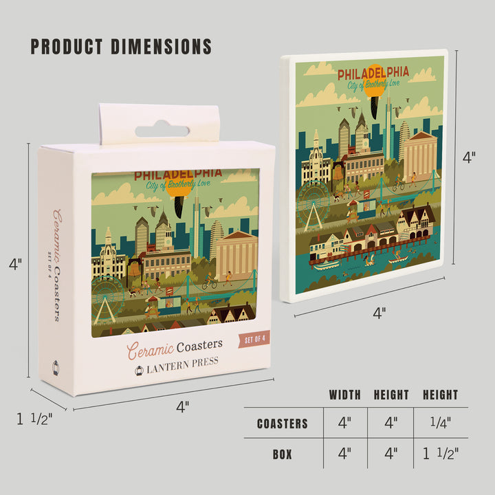 Philadelphia, Pennsylvania, Geometric City Series, City of Brotherly Love, Coasters