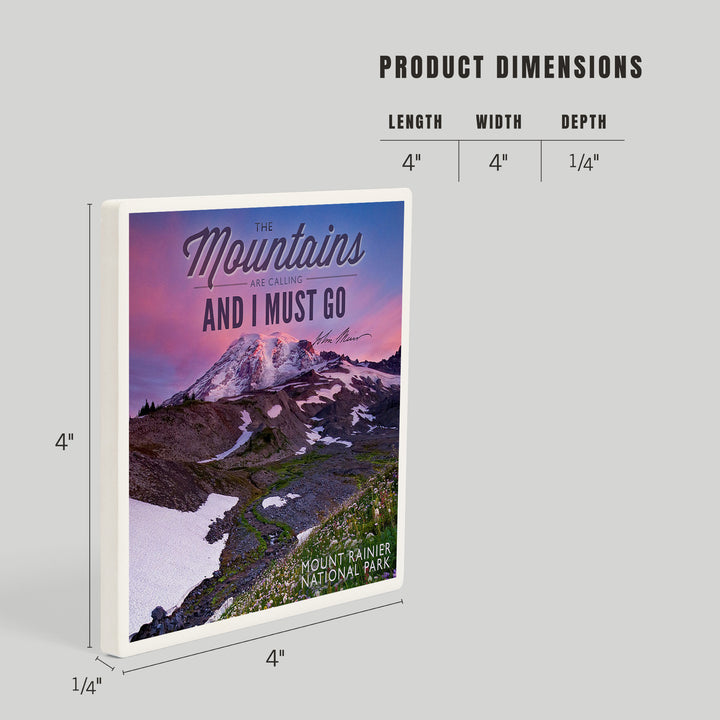 Mount Rainier National Park, Washington, Mountains are Calling and I Must Go Press, Coasters