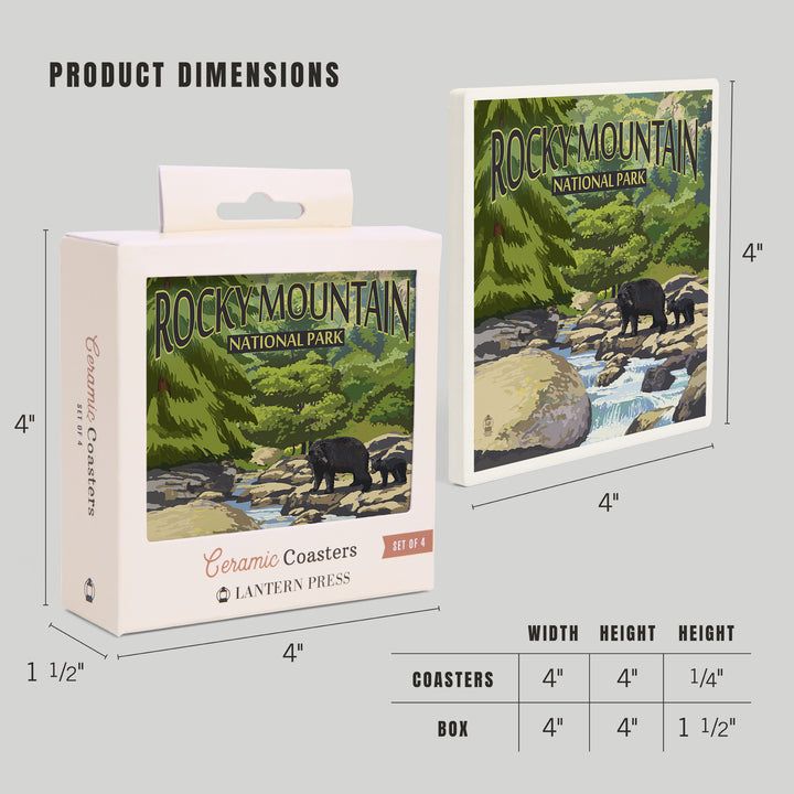 Rocky Mountain National Park, Colorado, Black Bears and Stream, Coasters
