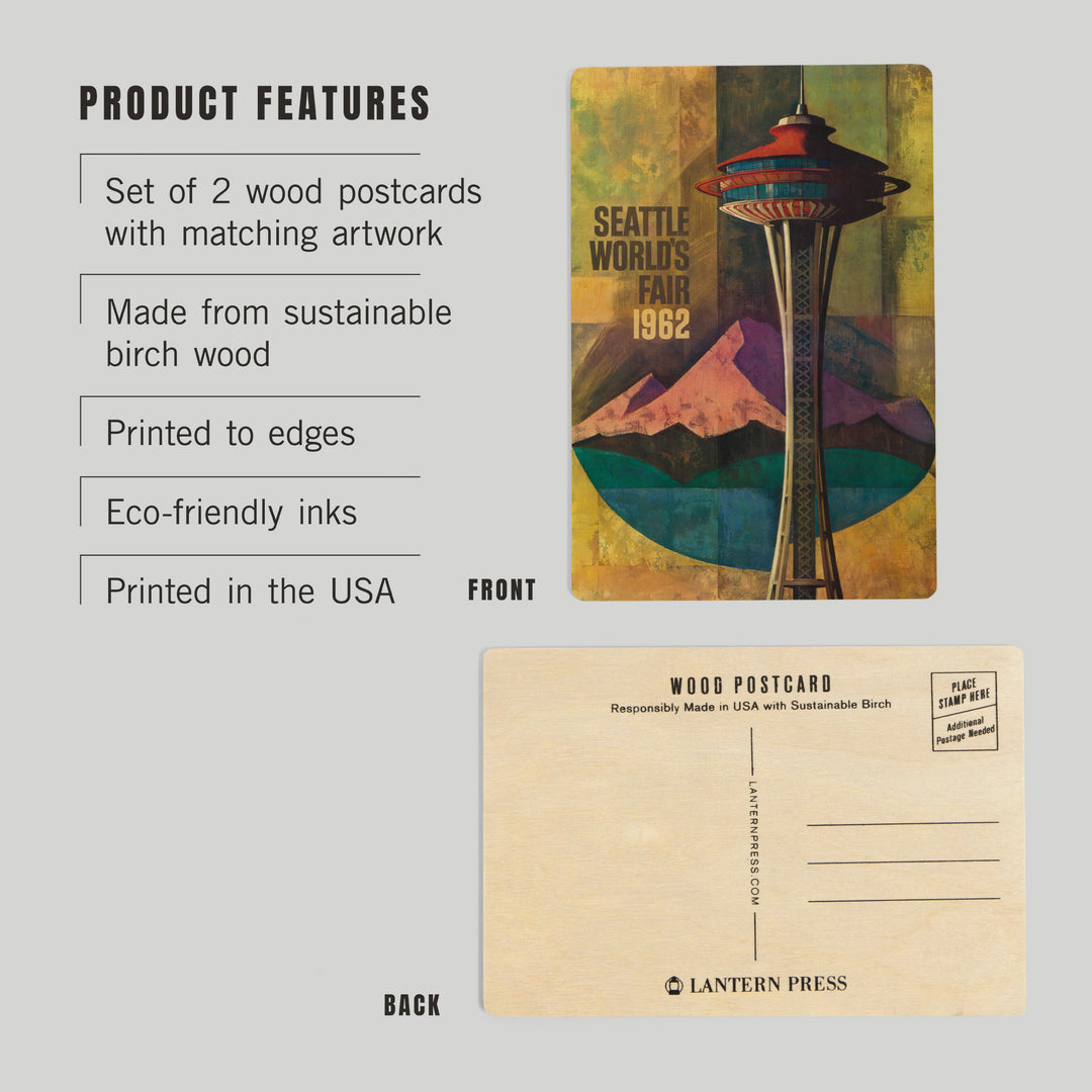 Seattle, Washington, Space Needle World's 9228, Wood Sign and Postcards