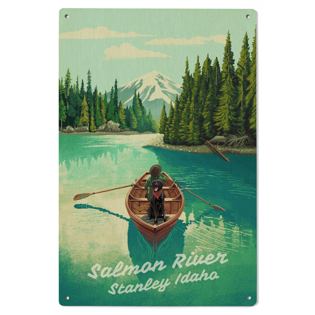 Stanley, Idaho, Salmon River, Quiet Explorer, Boating, Mountain wood signs and postcards