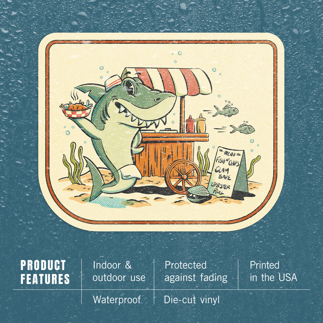 Vintage Mascot, Tiger Shark, Vinyl Sticker