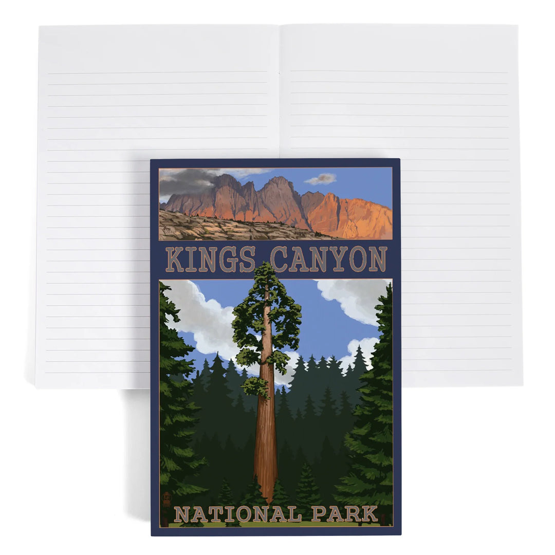Lined 6x9 Journal, Kings Canyon National Park, California, Sequoia Tree and Mountain Range, Lay Flat, 193 Pages, FSC paper