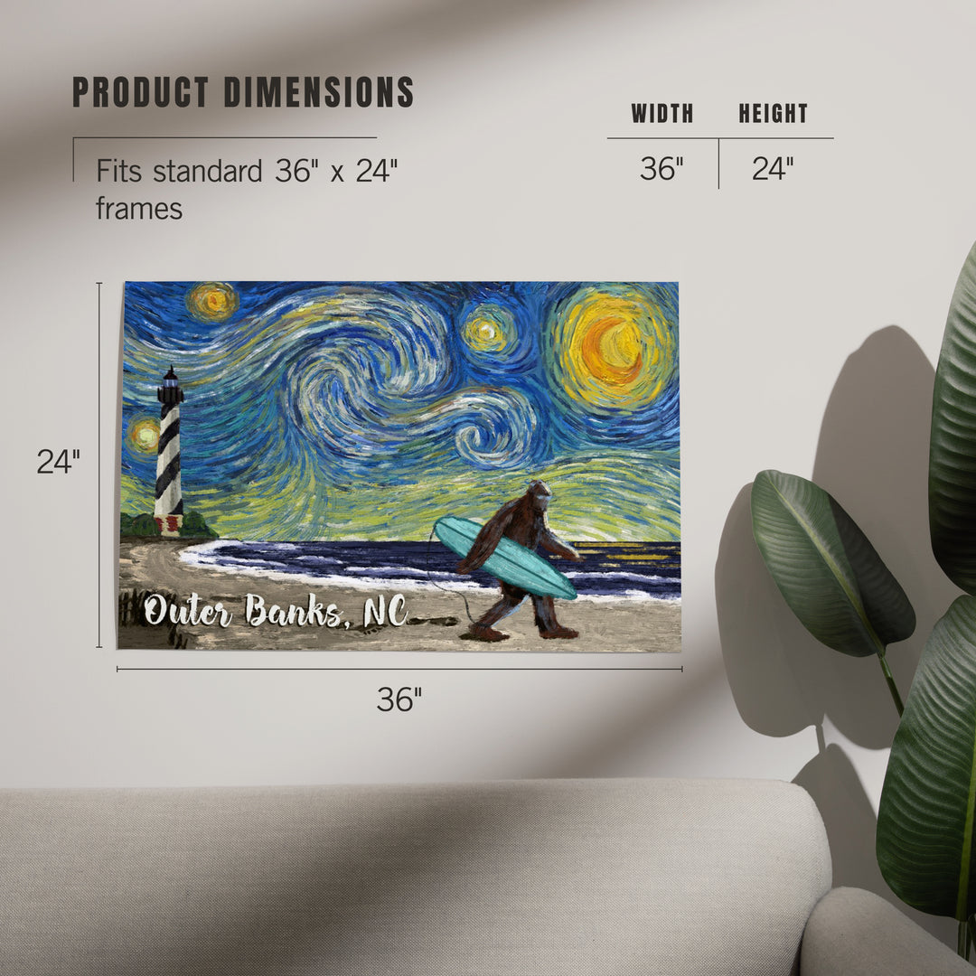 Outer Banks, North Carolina, Starry Night, Bigfoot on the Beach, Art & Giclee Prints