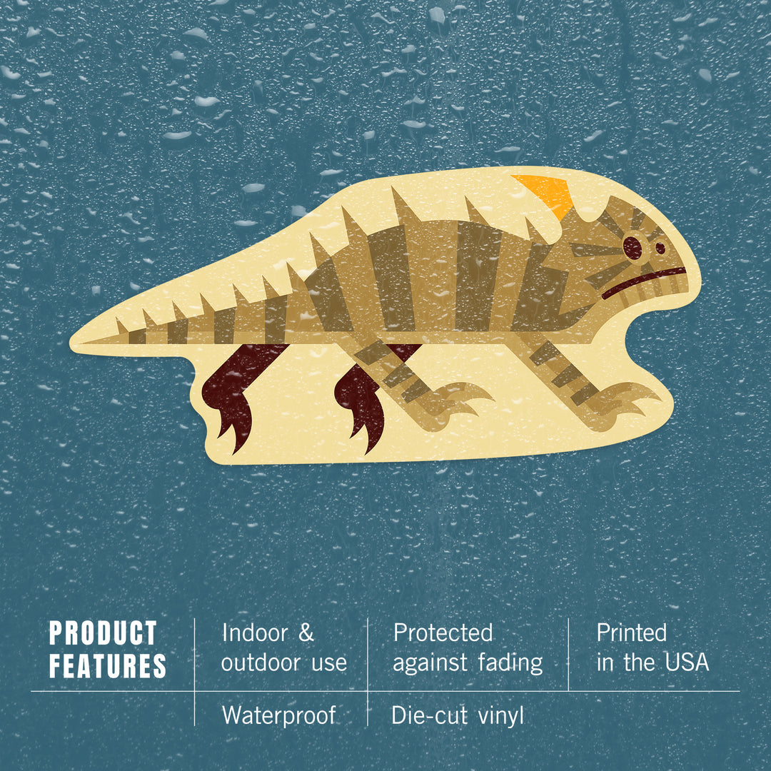 Horned Lizard, Geometric, Contour, Vinyl Sticker