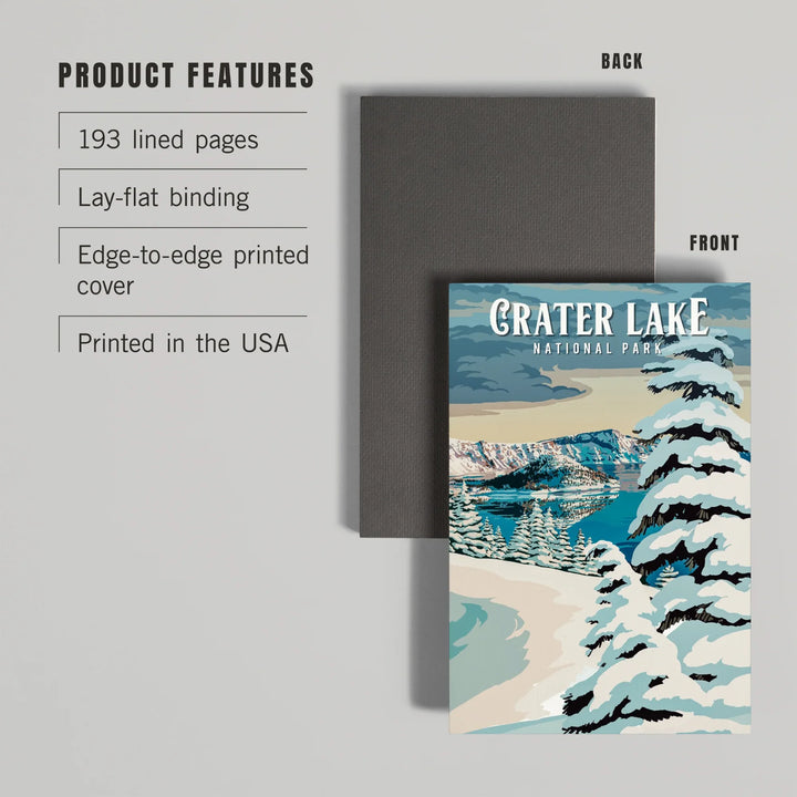Lined 6x9 Journal, Crater Lake National Park, Oregon, Winter, Painterly National Park Series, Lay Flat, 193 Pages, FSC paper