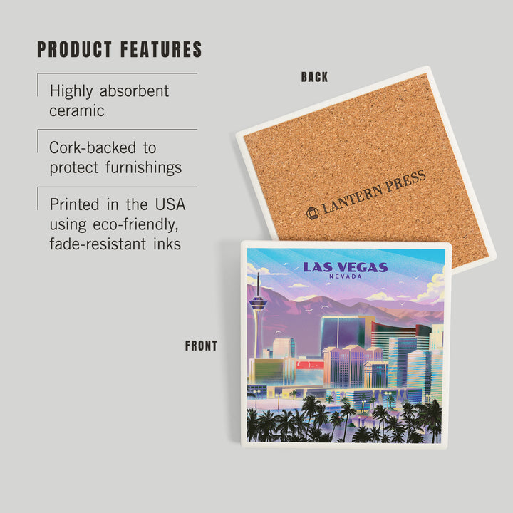 Las Vegas, Nevada, Lithograph, City Series, Coasters