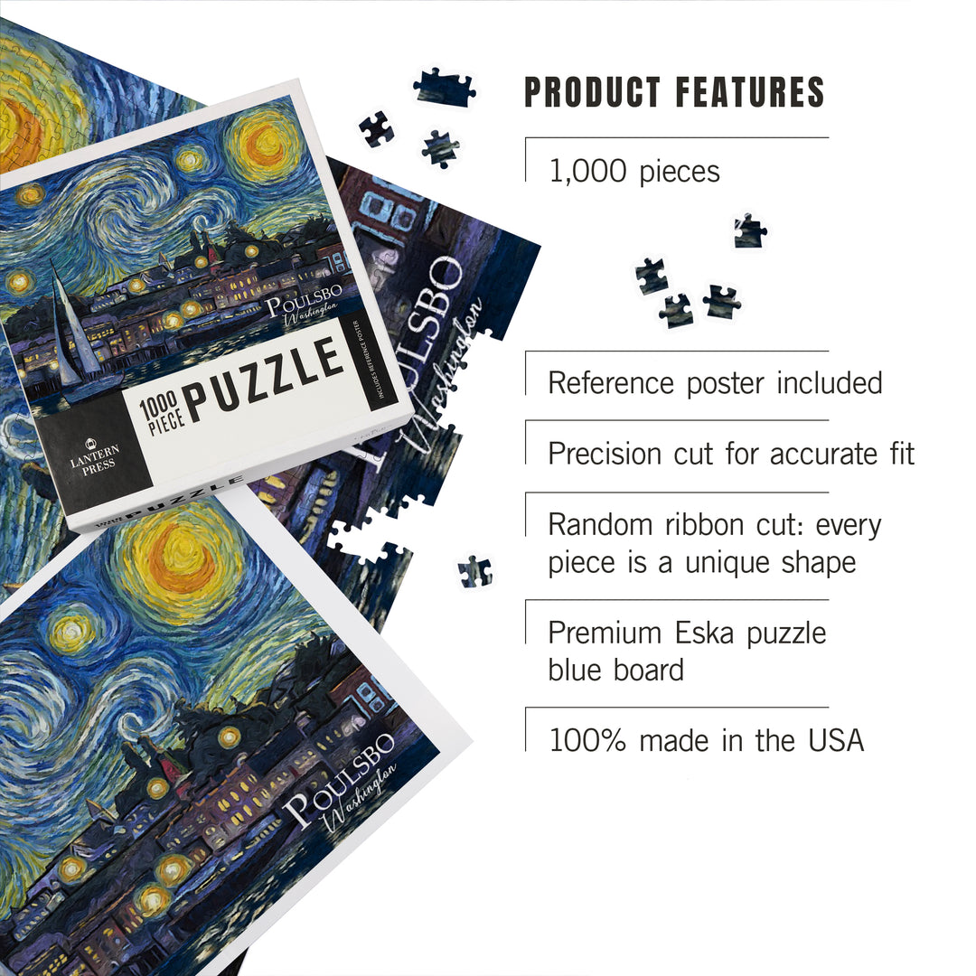 Poulsbo, Washington, Starry Night, Van Gogh, 1000 Piece Jigsaw Puzzle