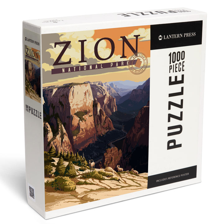 Zion National Park, Zion Canyon Sunset, Typography, 1000 Piece Jigsaw Puzzle
